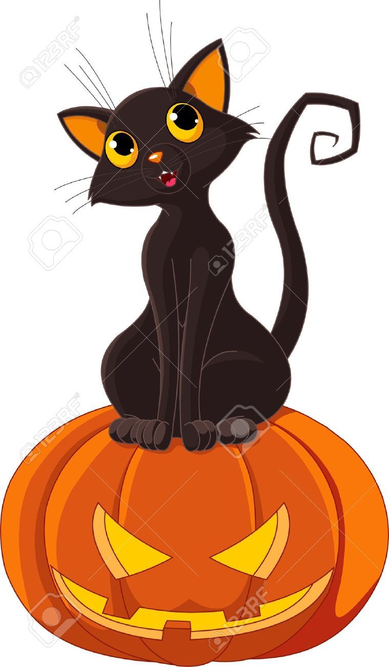 Black Cat Sitting On Halloween Pumpkin Royalty Free Cliparts