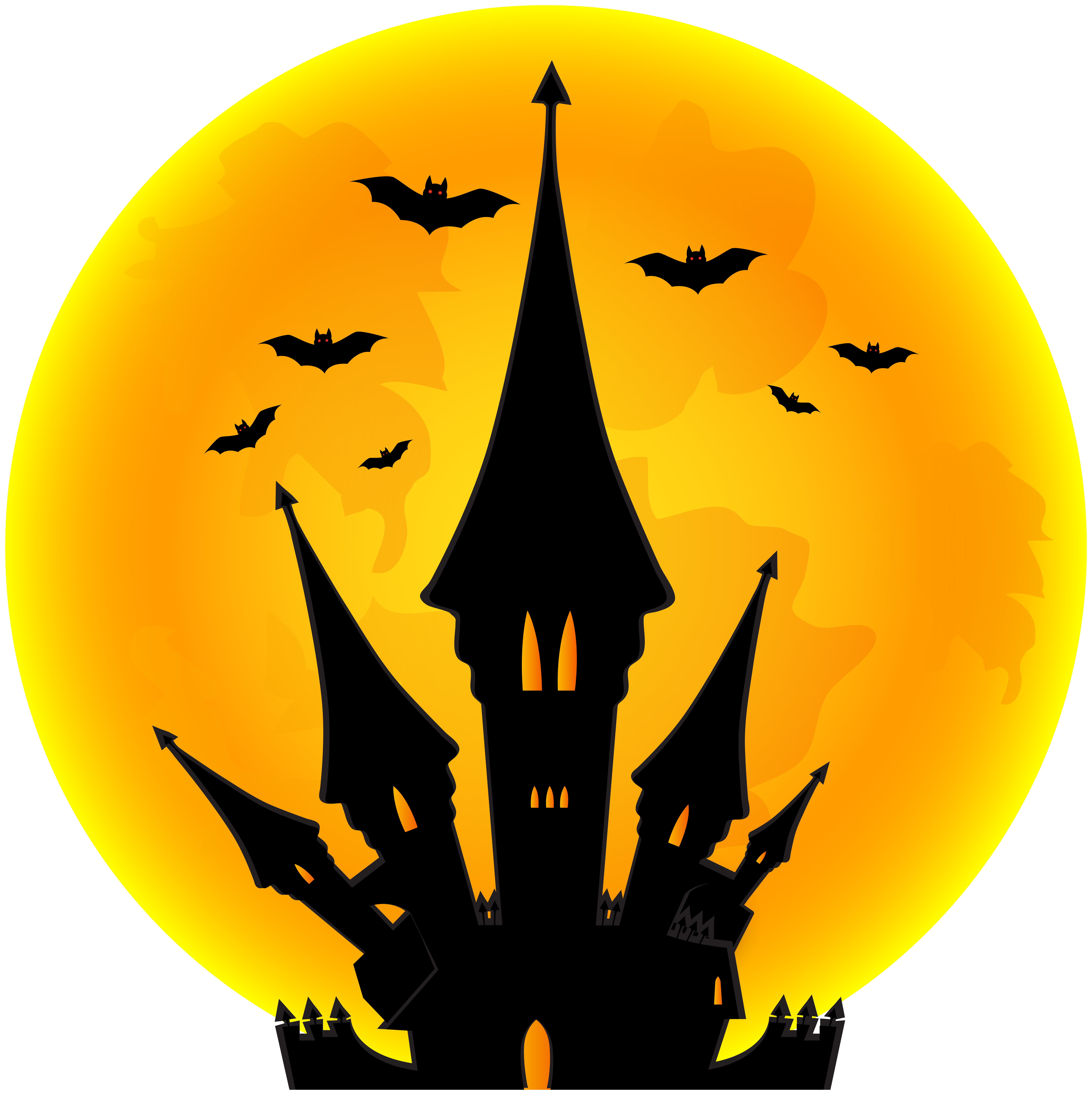Halloween Moon and Castle PNG Clip Art Image