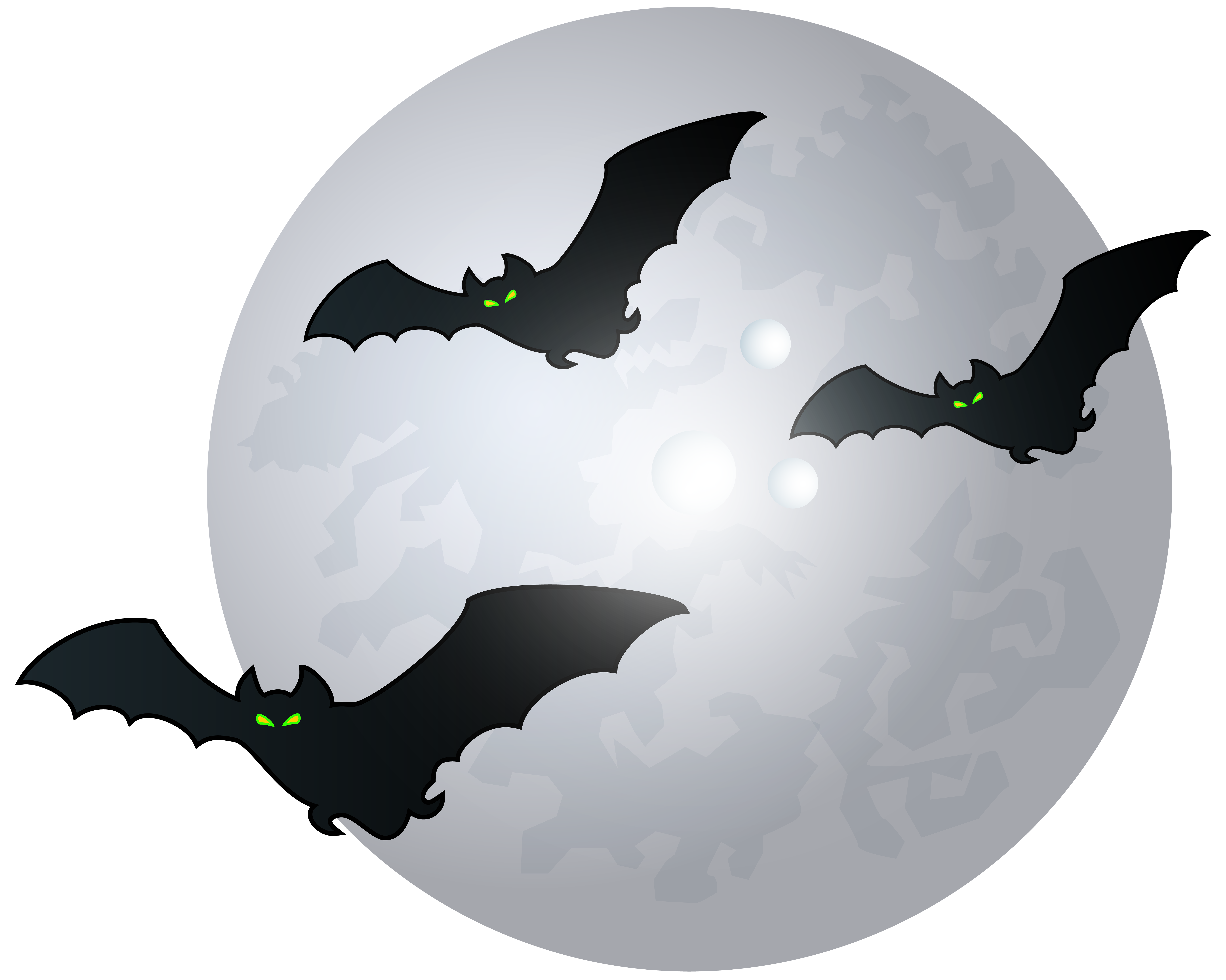Halloween Moon with Bats PNG Clip Art Image
