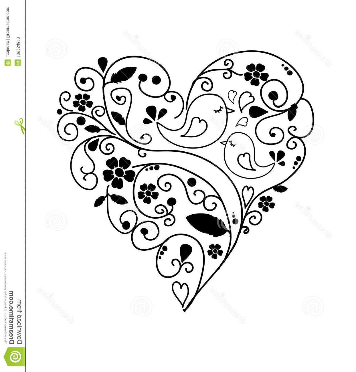 HD Drawings Of Hearts And Flowers Vector Drawing
