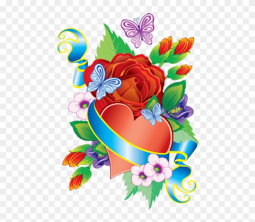 Free Png Download Heart And Flowers Png Decorative