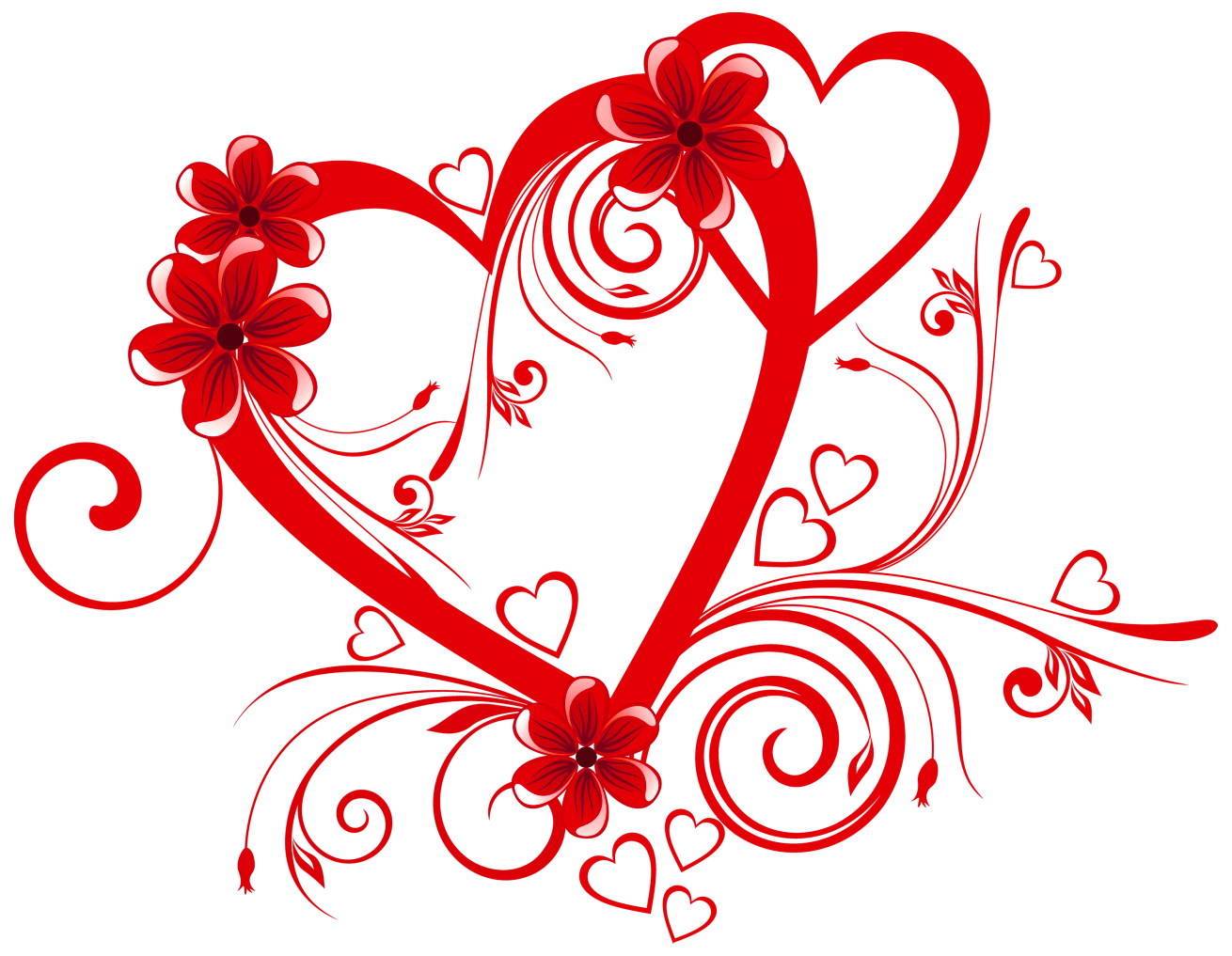 Heart with Flowers PNG Clipart