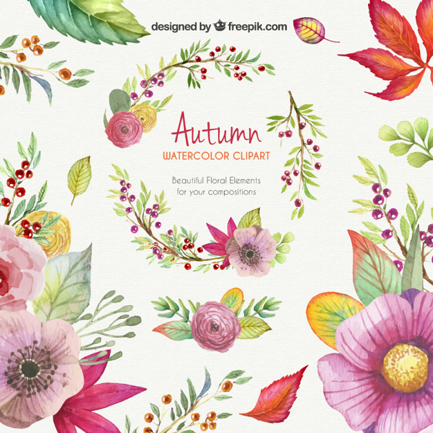 Autumn watercolor clipart Vector