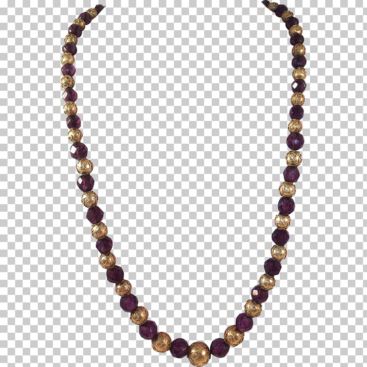 Necklace amethyst pearl.