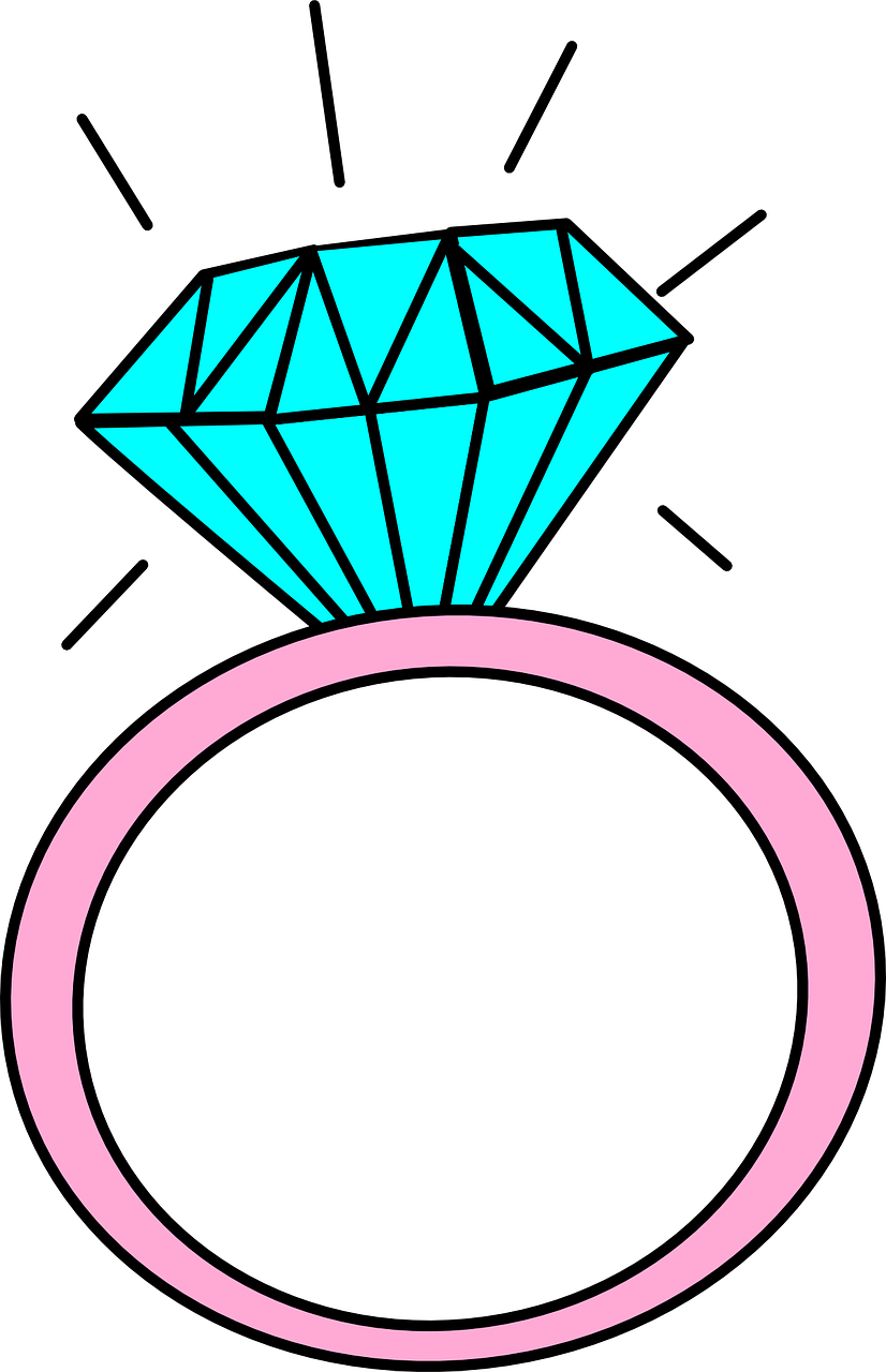 Jewelry, Ring Cartoon Diamond Big Isolated Drawing