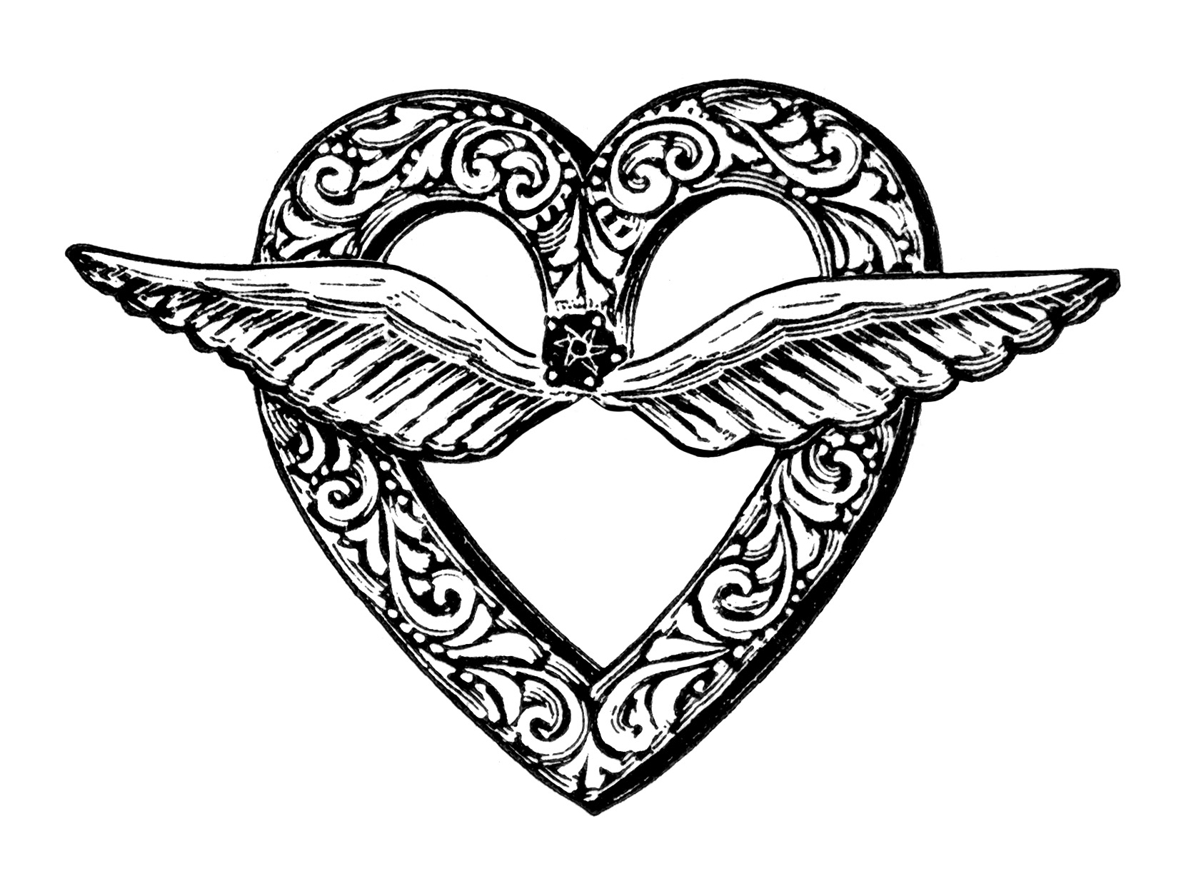 Heart Shaped Brooch Clip Art