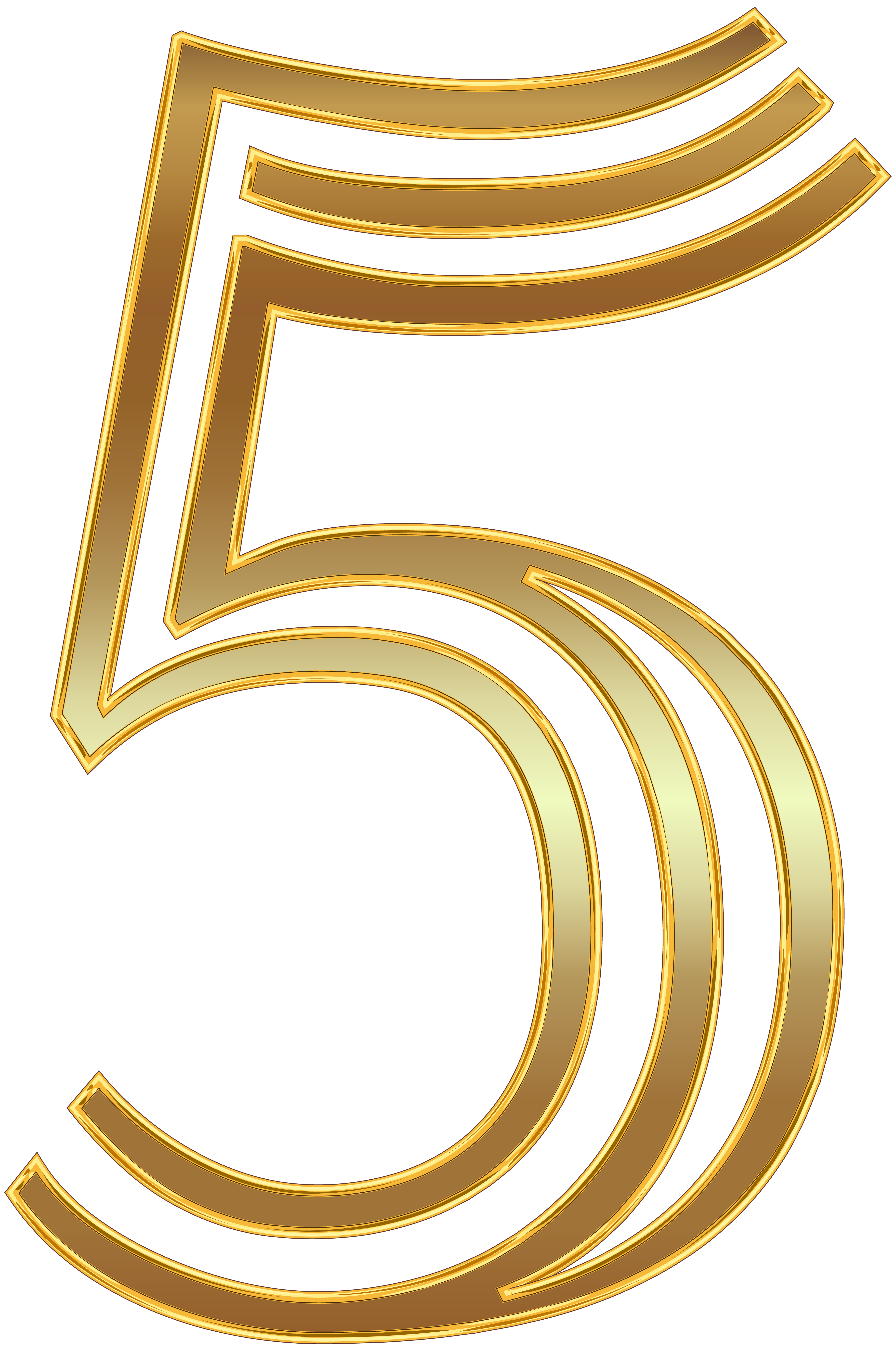 Number Five Gold PNG Clip Art Image