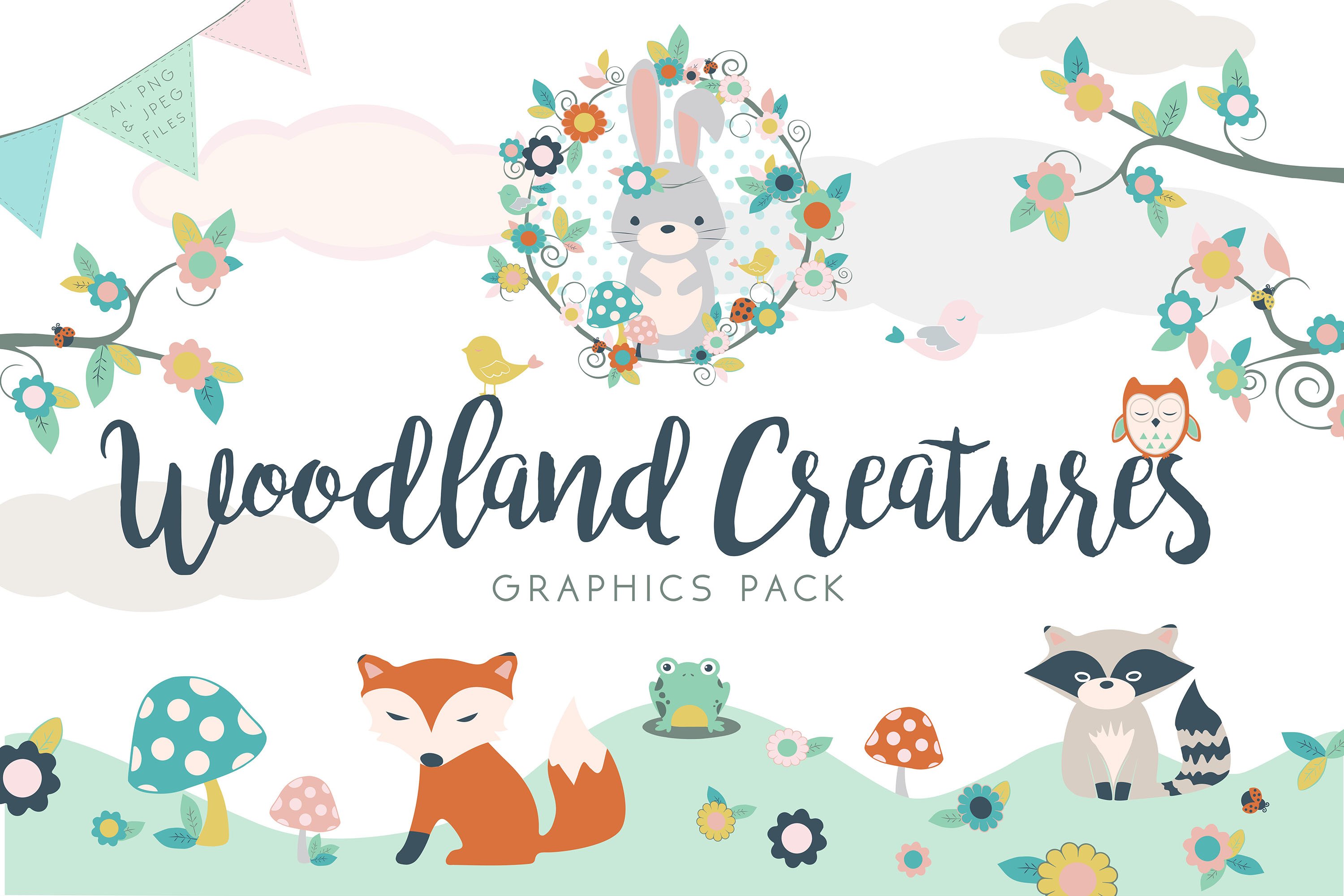 Woodland creatures graphic.