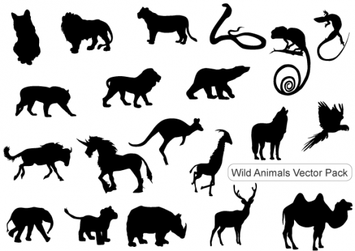 Wild animals silhouettes.
