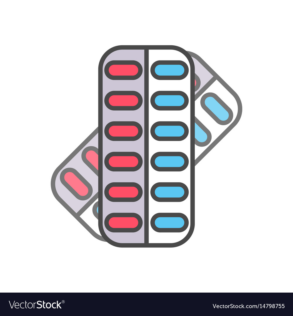 Pill in blister pack linear icon