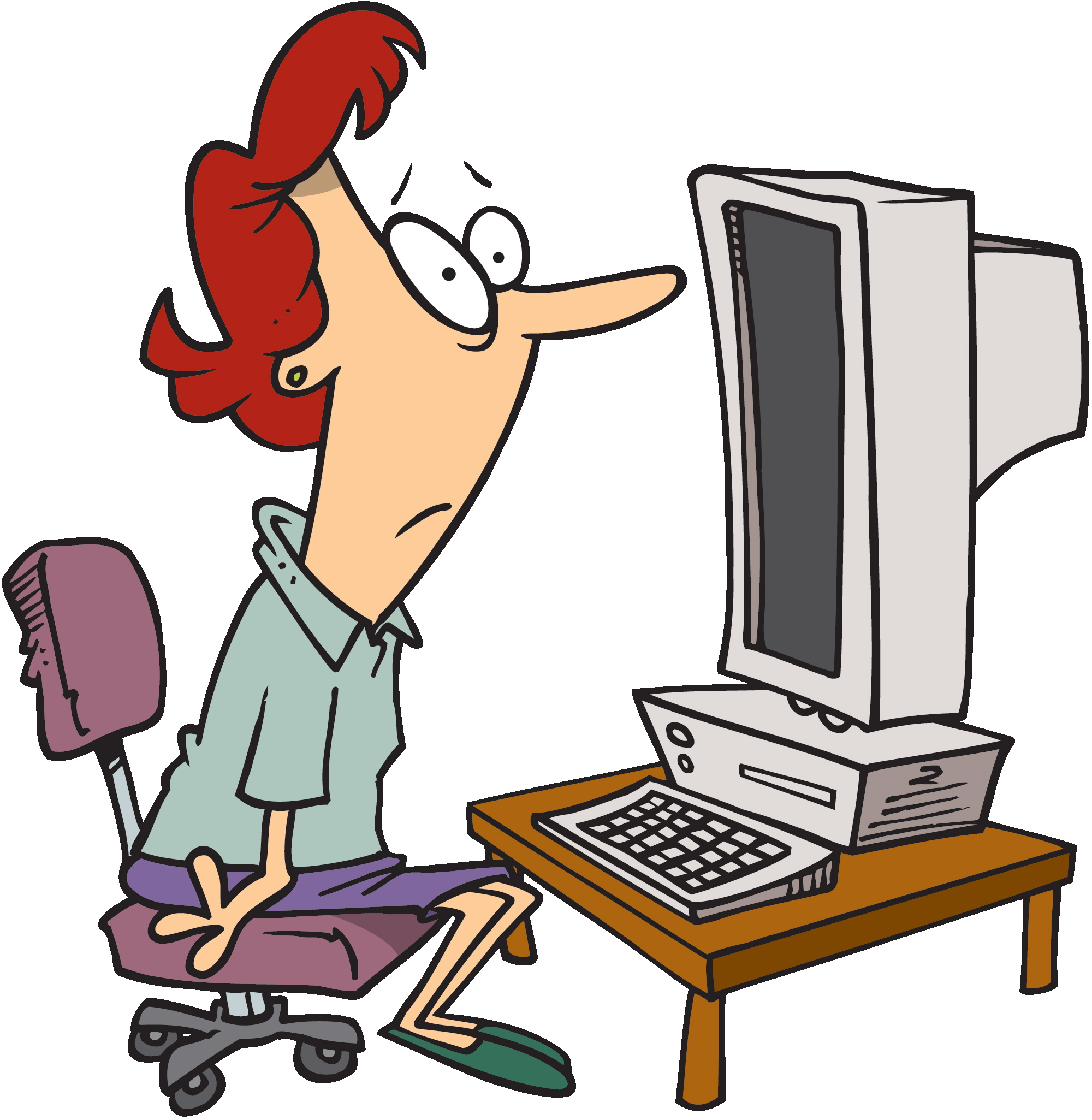 Cartoon Person At Computer Clip Art free image