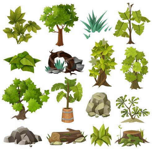 Trees Plants Landscape Gardening Elements Collection