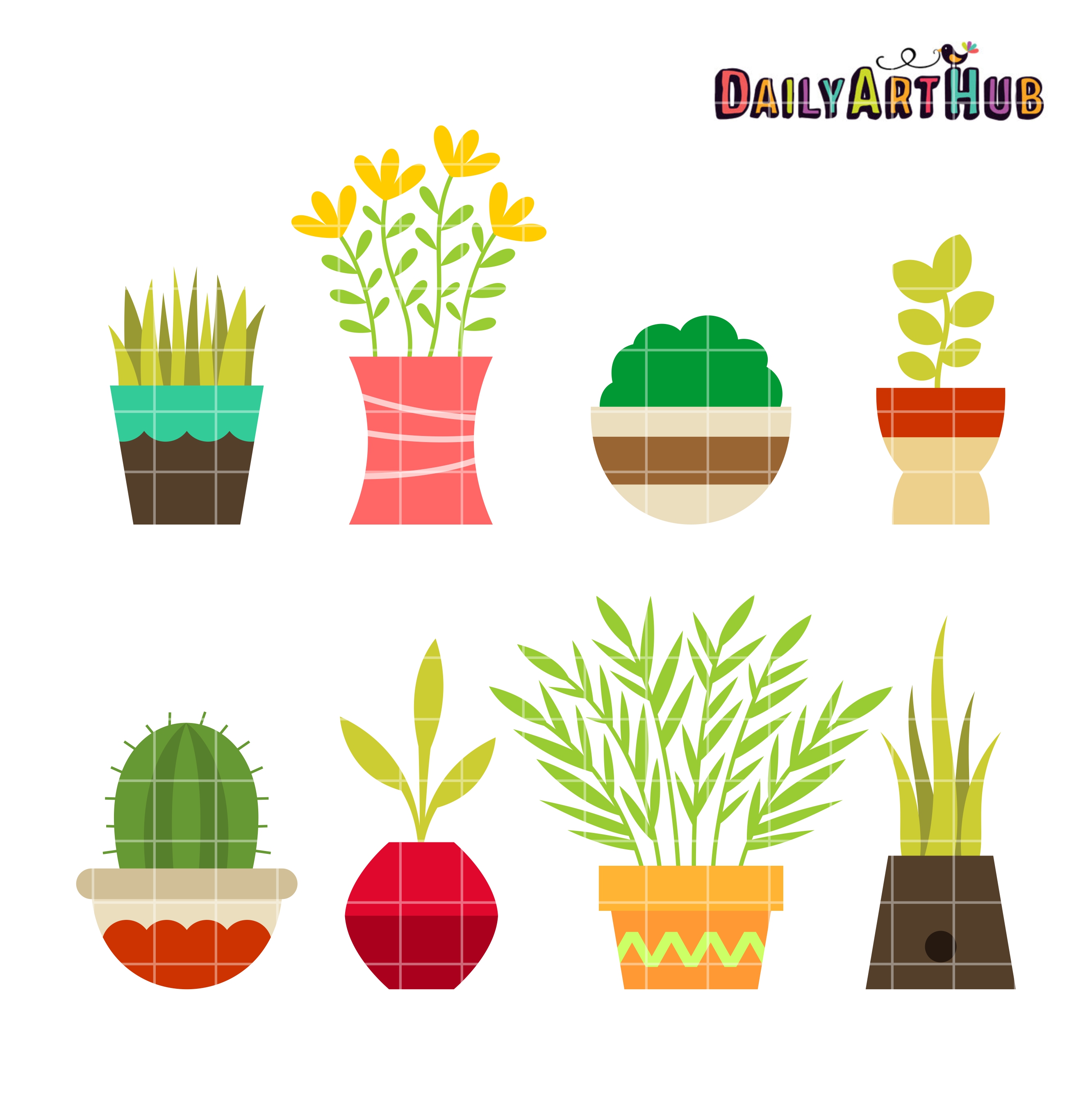 Potted Plants Clip Art Set