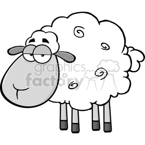 Royalty Free RF Clipart Illustration Cute Sheep Cartoon Mascot CharacterIn  Gray Color clipart