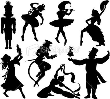 Nutcracker ballet silhouettes.