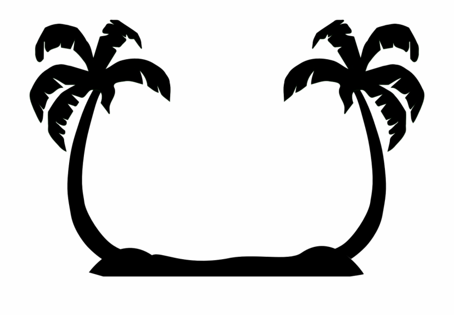Palm Trees,facing,black Silhouettes,beach,free Vector