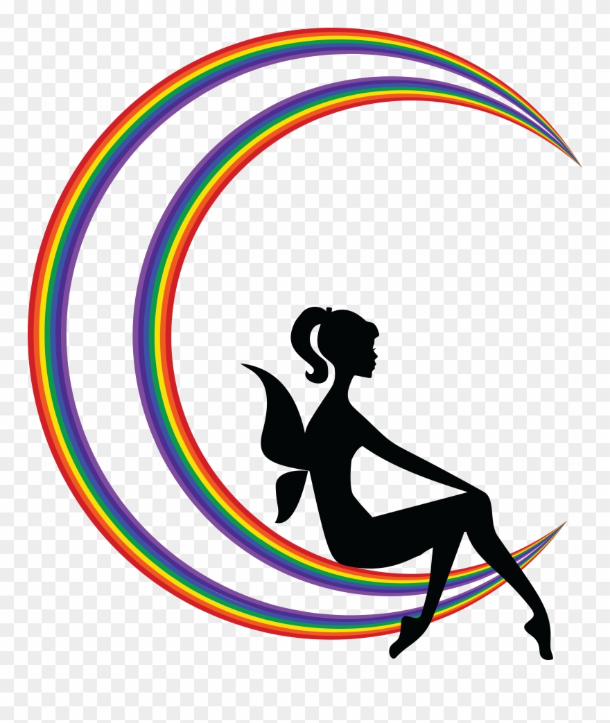 Free Clipart Of A Black Silhouetted Female Fairy Sitting