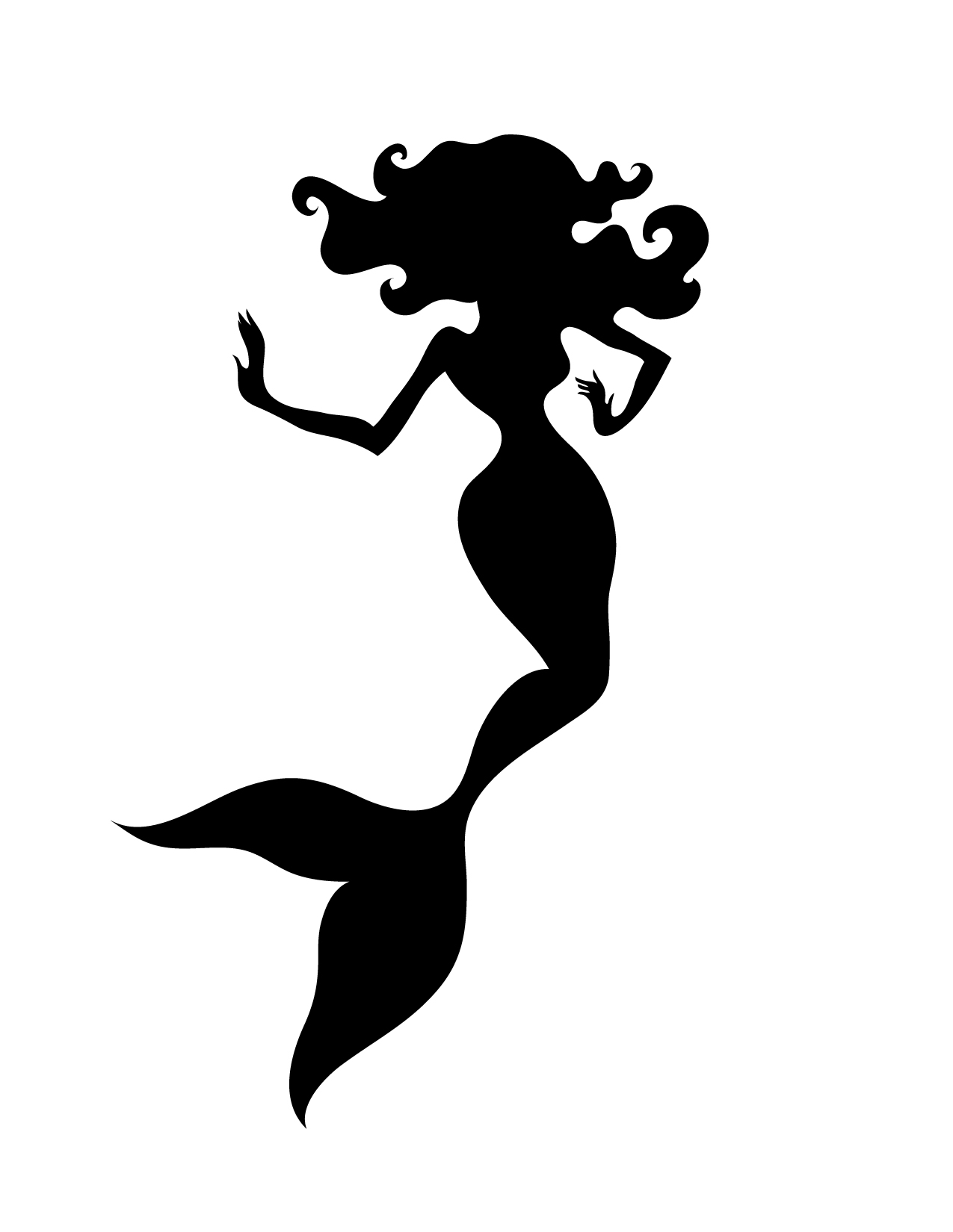 Mermaid clipart black.