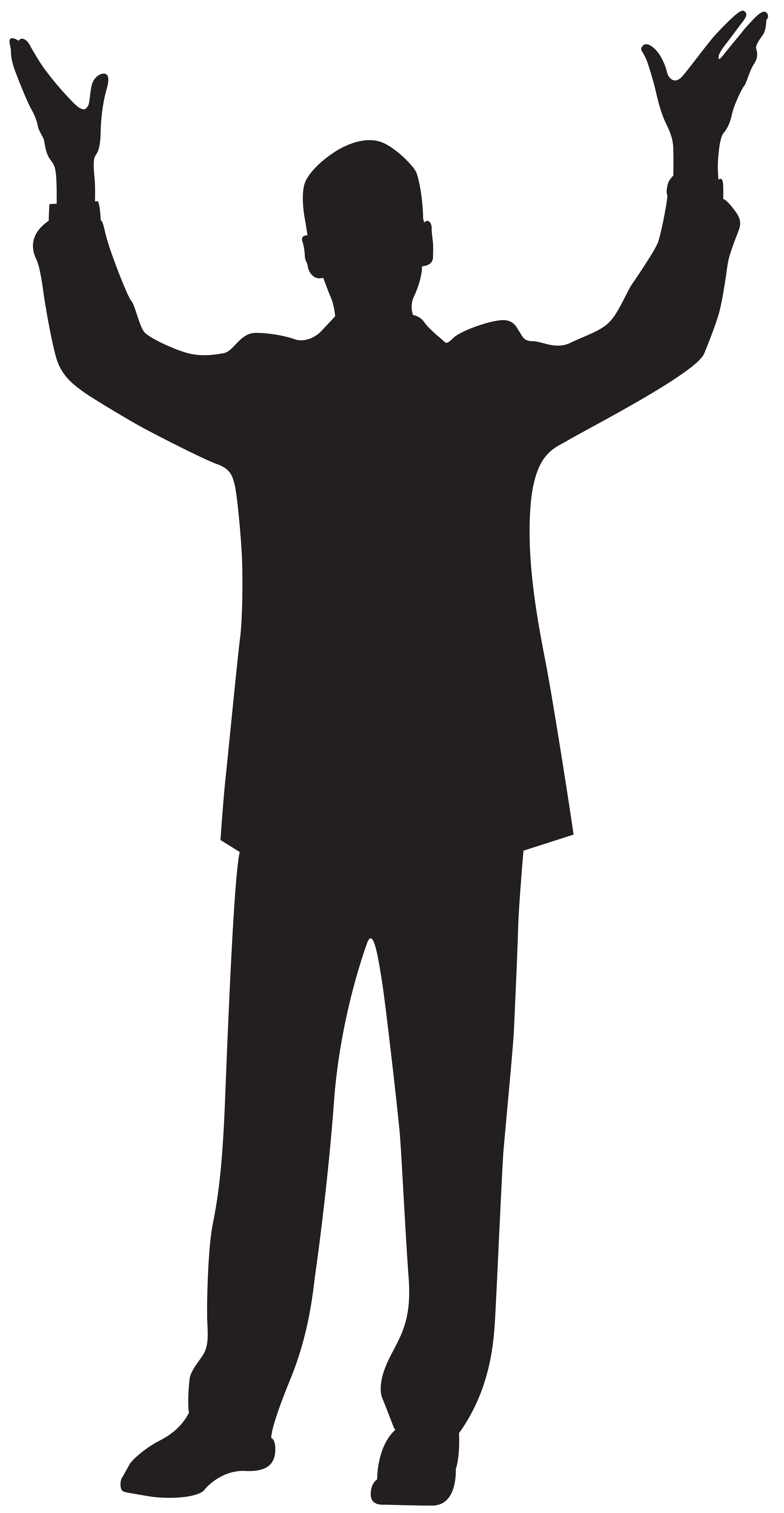 Man with Hands Up Silhouette Clip Art Image