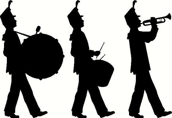 Marching band silhouette.