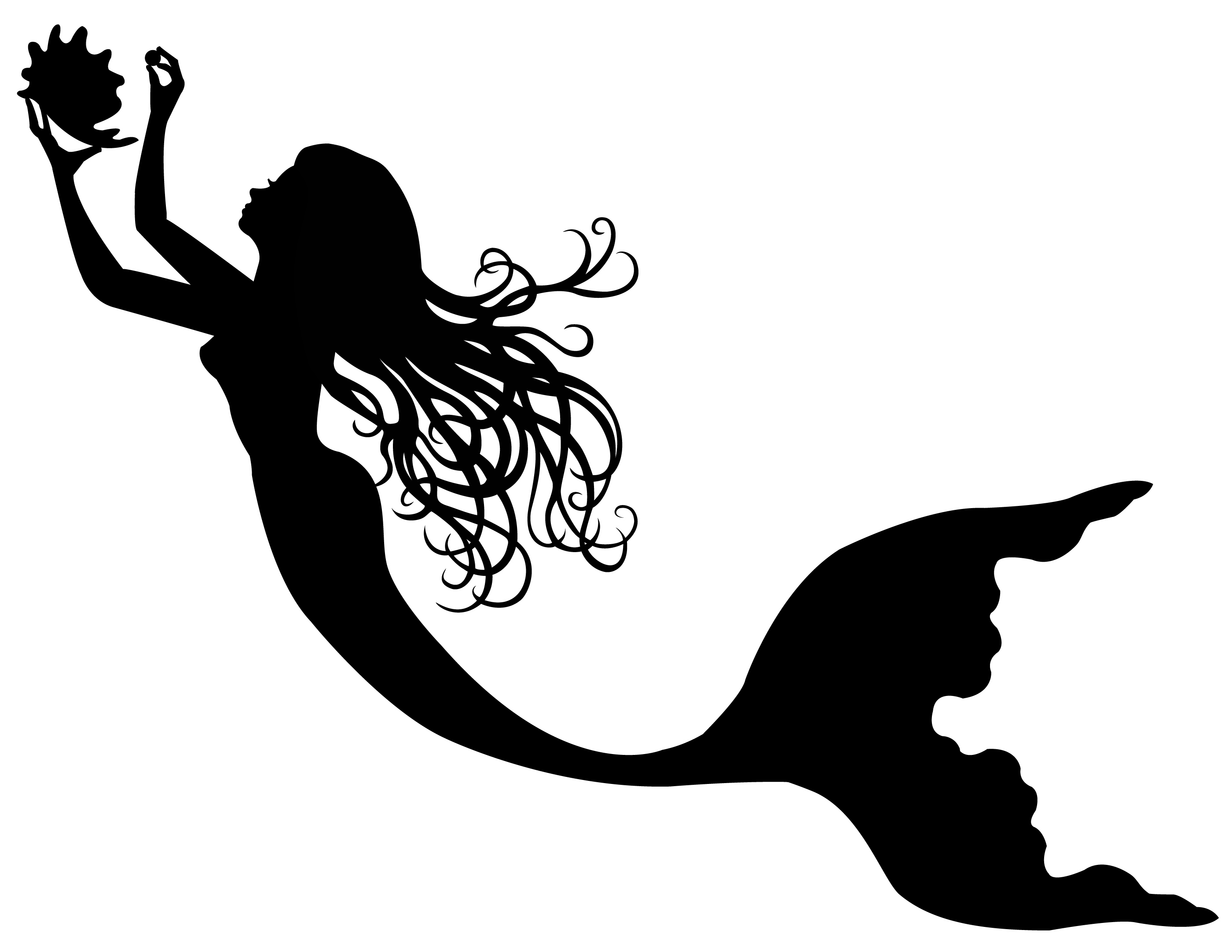 free clipart silhouettes mermaid