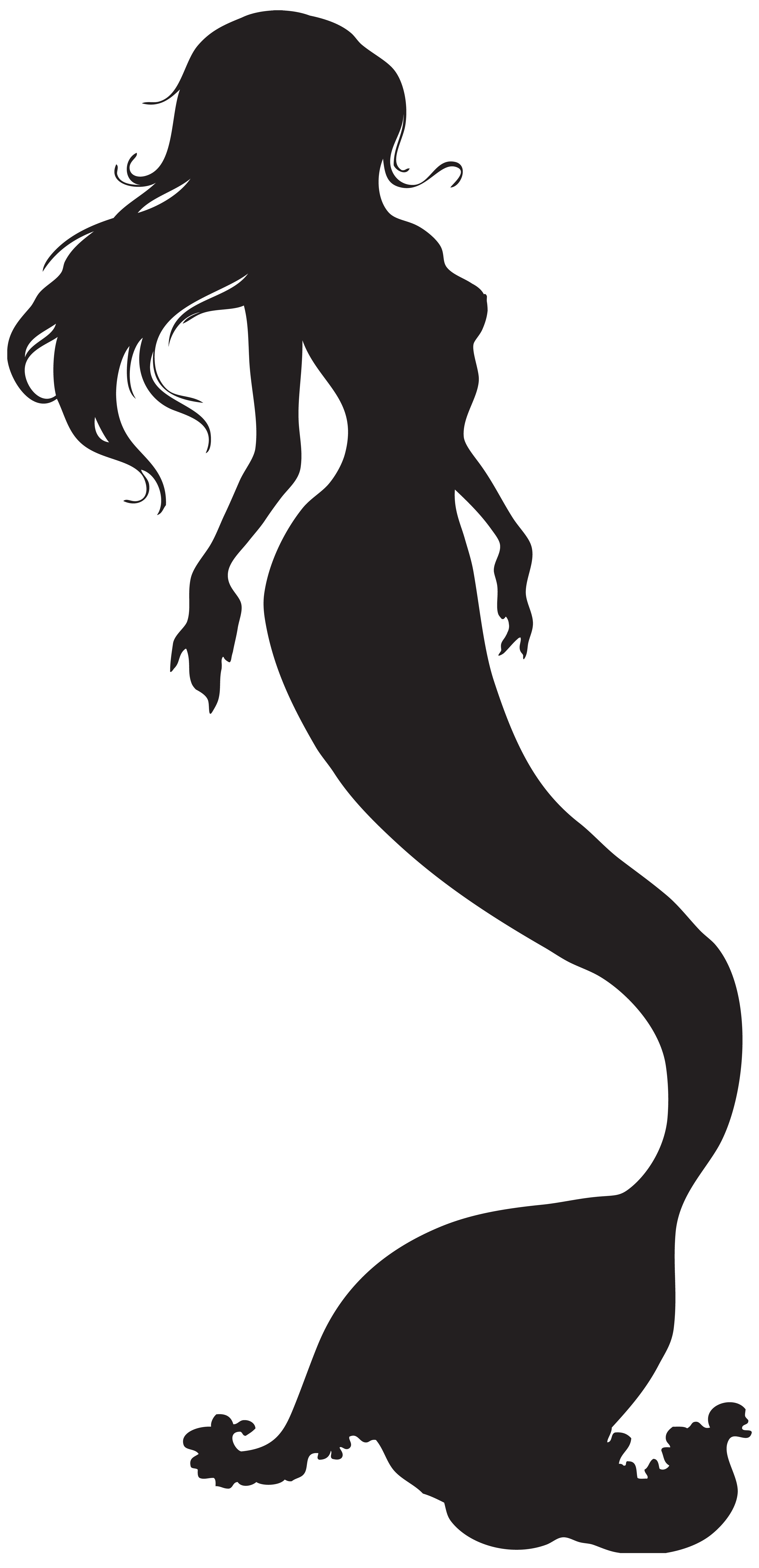 Mermaid Silhouette PNG Clip Art Image
