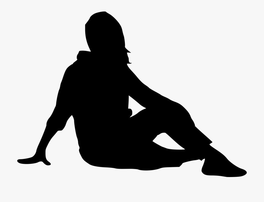 Woman sitting silhouettes.