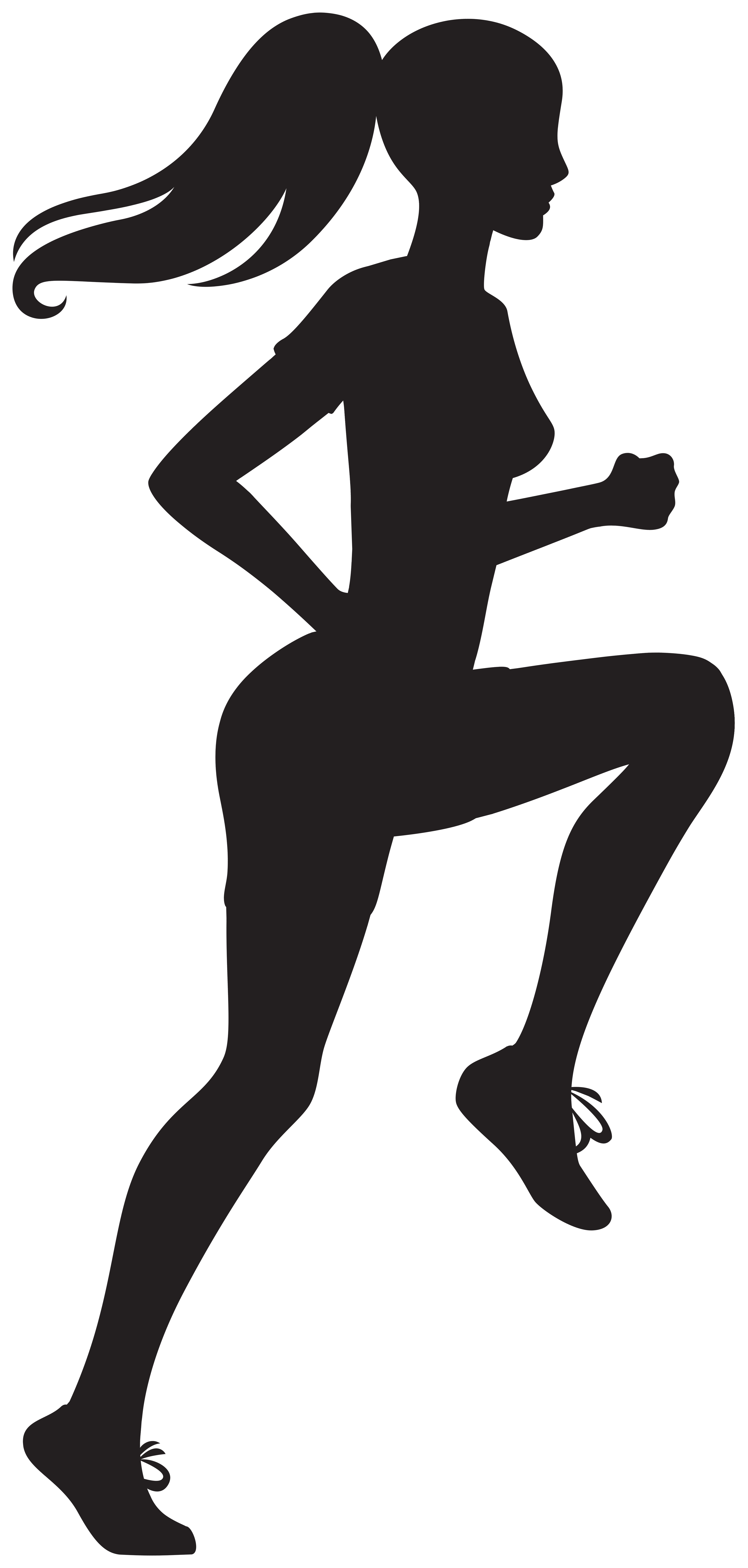 Running woman silhouette.