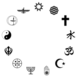 World religious symbols.