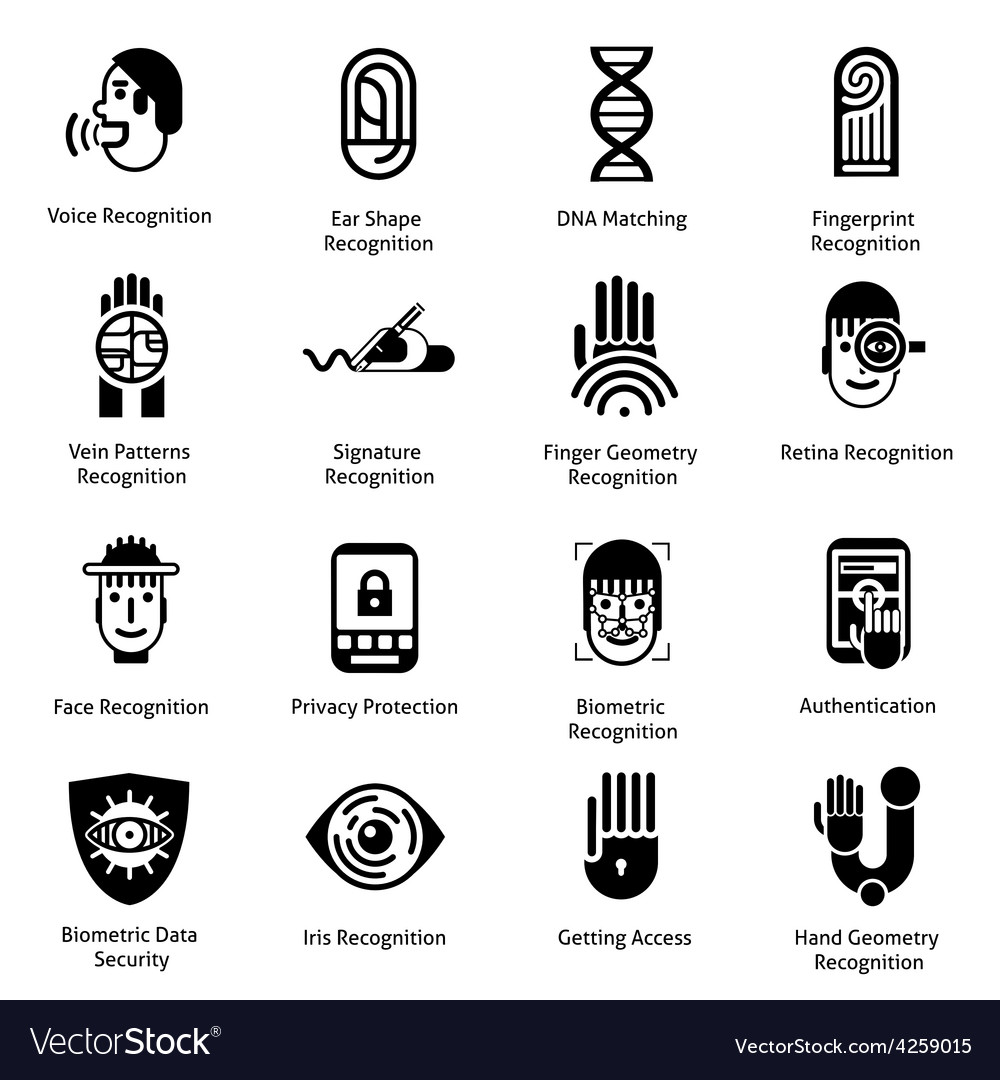 Biometric Authentication Icons Black