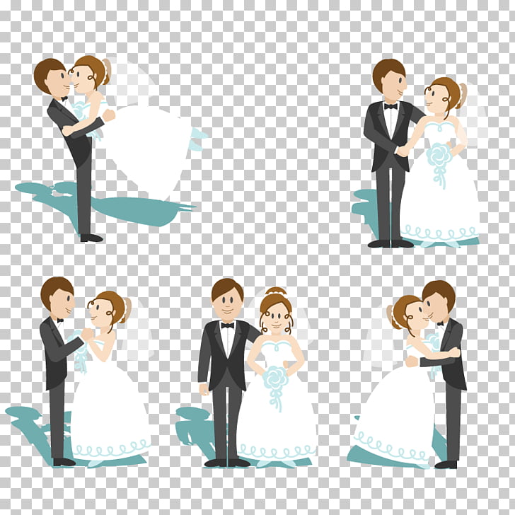Cartoon Marriage Wedding, married couples, male and female