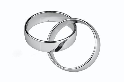 Silver wedding ring.