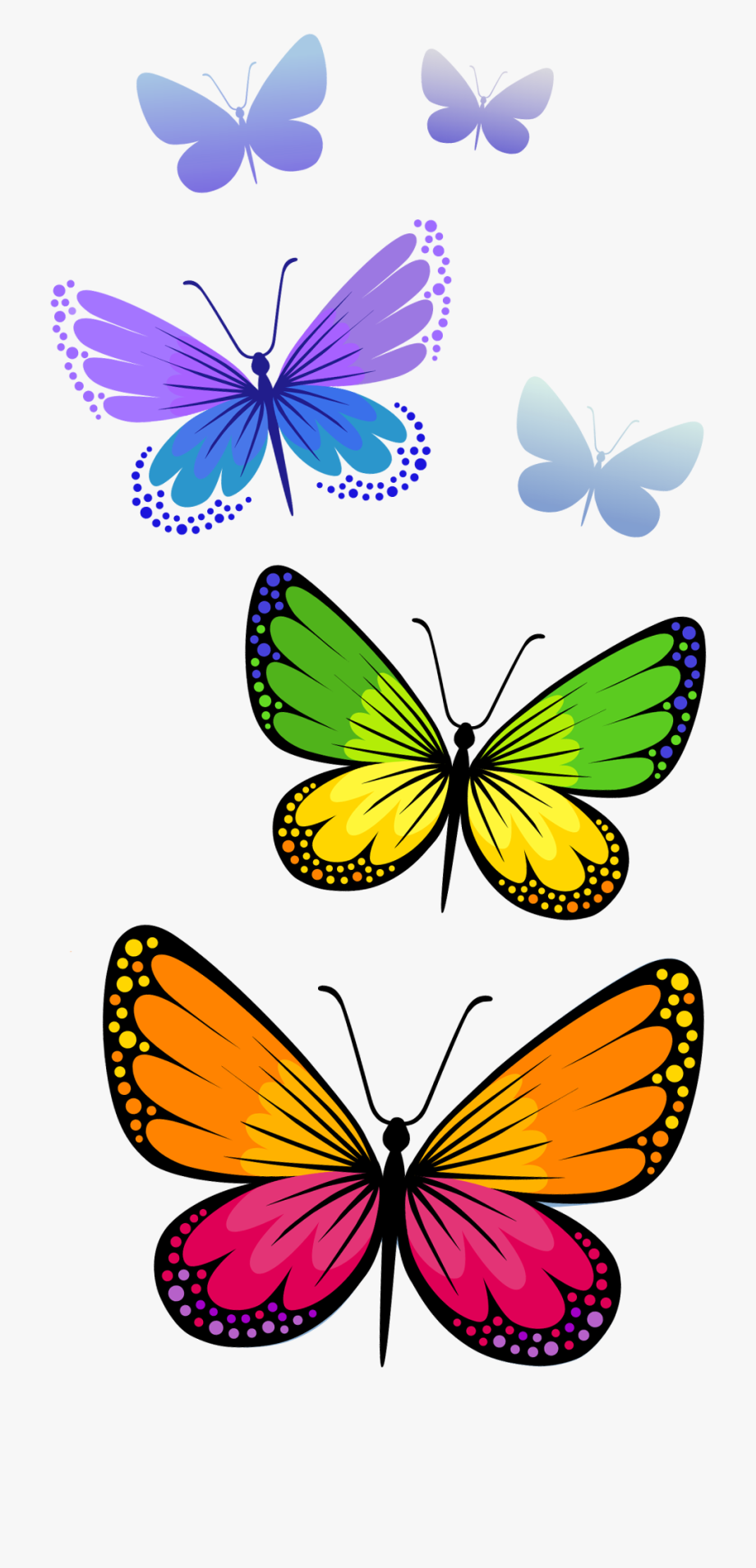 Half butterfly cliparts.