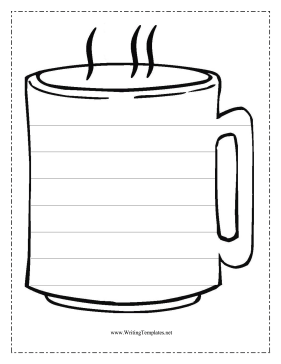 The coffee cup in this free, printable writing template