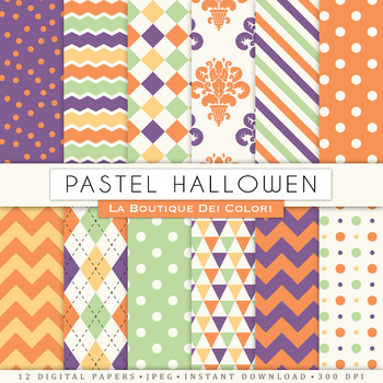 Free Pastel Halloween Digital Paper, Seamless Scrapbook Backgrounds