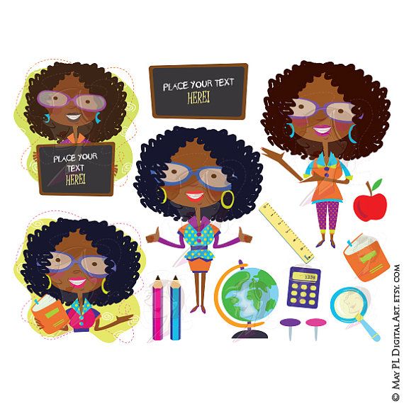 African American Woman Back To School Teachers Clipart