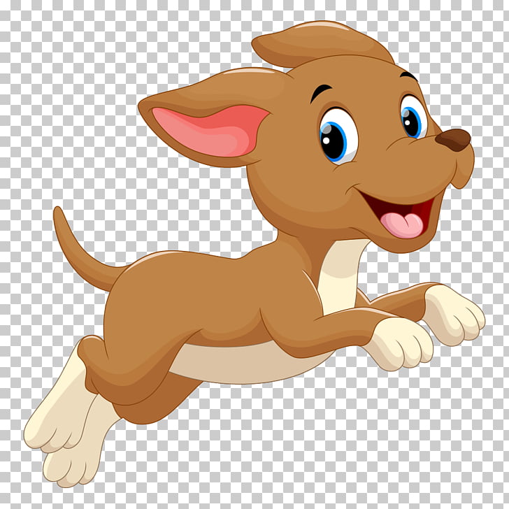 Dog Puppy Cartoon , Running puppy, brown dog illustration
