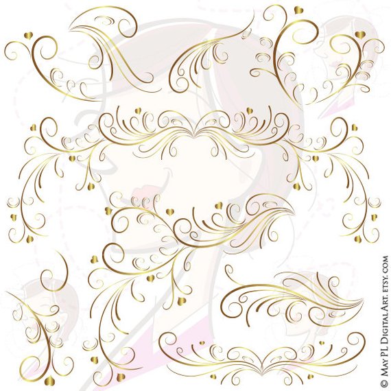 Page Border Gold Swirls Clipart