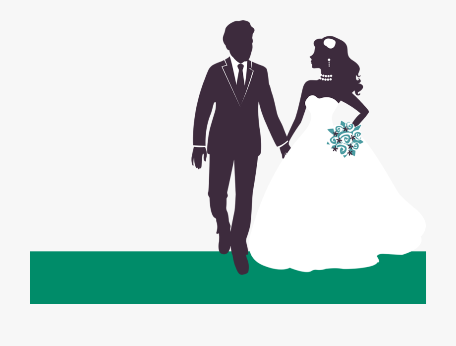 Elegant Wedding Couple Silhouette Wedding Card Vector