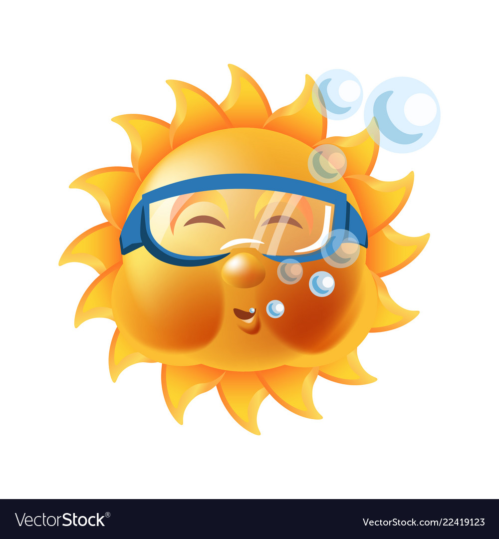 Sun smile or summer cartoon emoticon and emoji