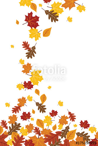 Bright Falling Fall Autumn Leaves Vertical Illustration