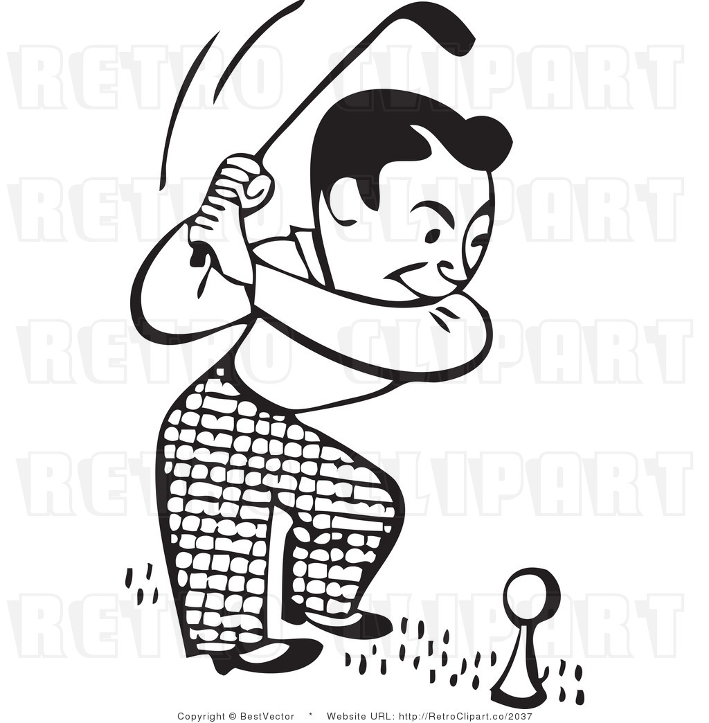 Golf clipart retro.