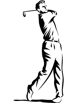 Golfer swing clip art image