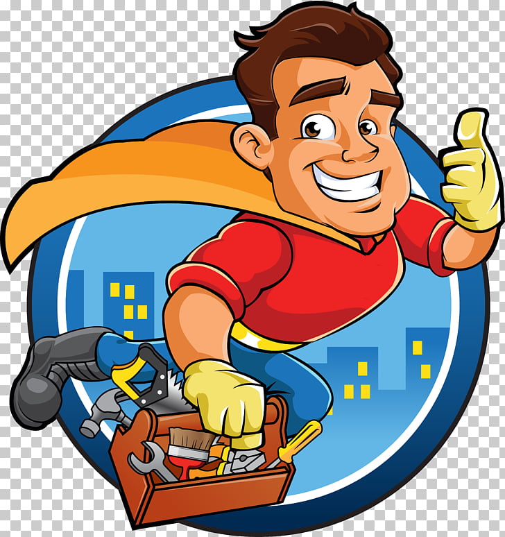 Superhero handyman worker.