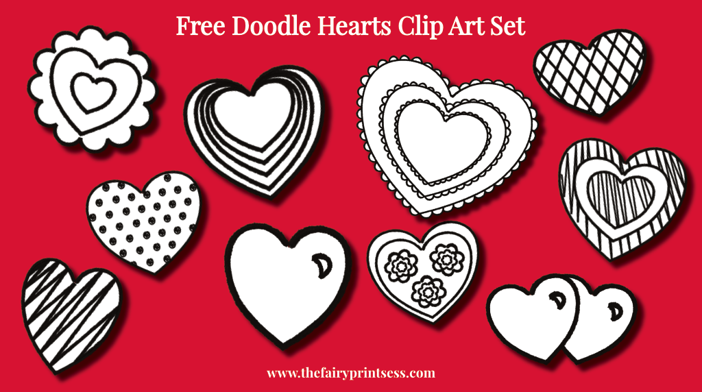 Free Doodle Heart Clip Art Set
