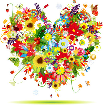Flower heart clip art free vector download