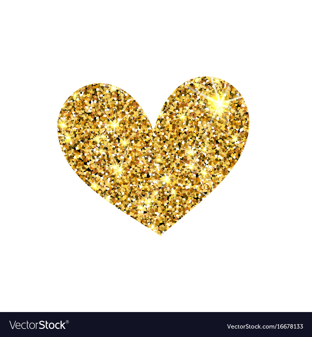 Gold glitter heart golden sparcle st vector image