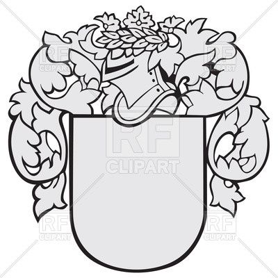 Medieval coat of arms with knights helmet and shield Vector