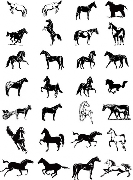 Black and white horse clip art pictures Free vector in Adobe