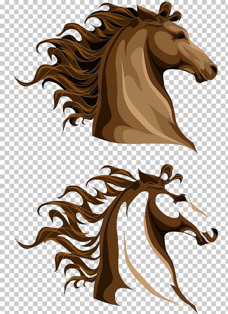 Horse Mane Illustration, Brown horse head horse mane PNG